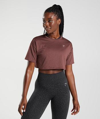 Gymshark Adapt Animal Seamless Ženske Ošišane Majice Roze Smeđe | HR 3657TCE